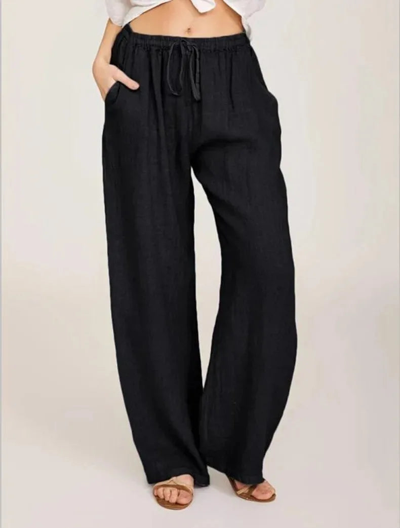 Pantalones de lino de algodón para mujer
