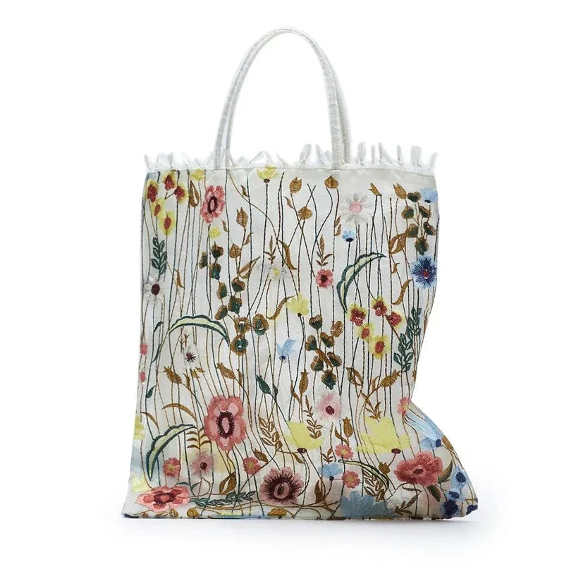Bolso de hombro de flores de encaje bordado