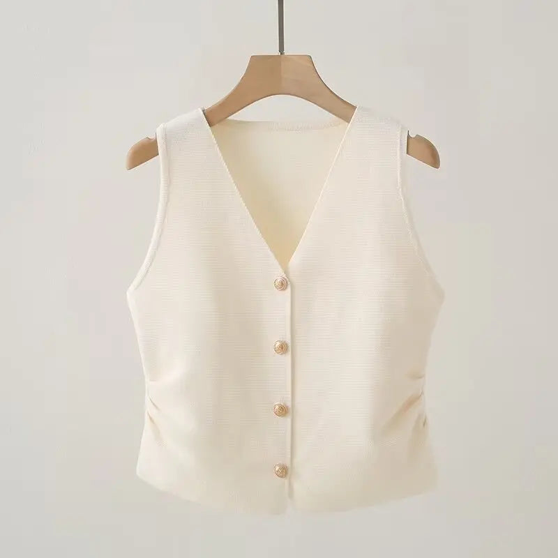 Chaleco fruncido con cuello en V