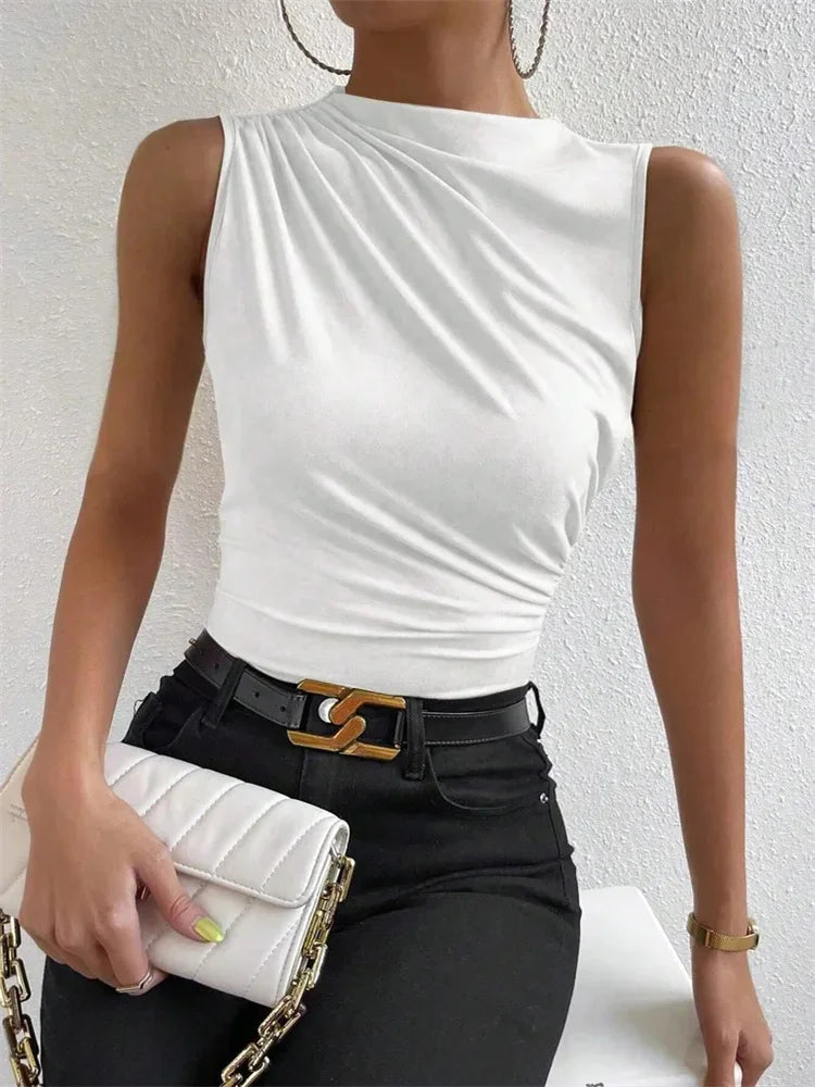 Camiseta sin mangas fruncida