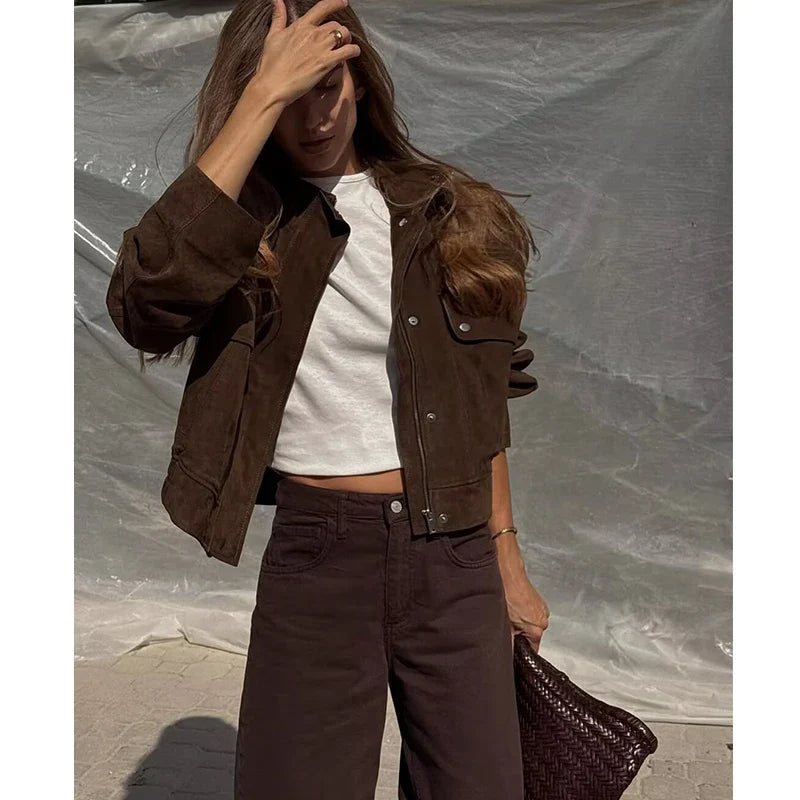 Chaqueta de otoño con bolsillo grande de gran tamaño