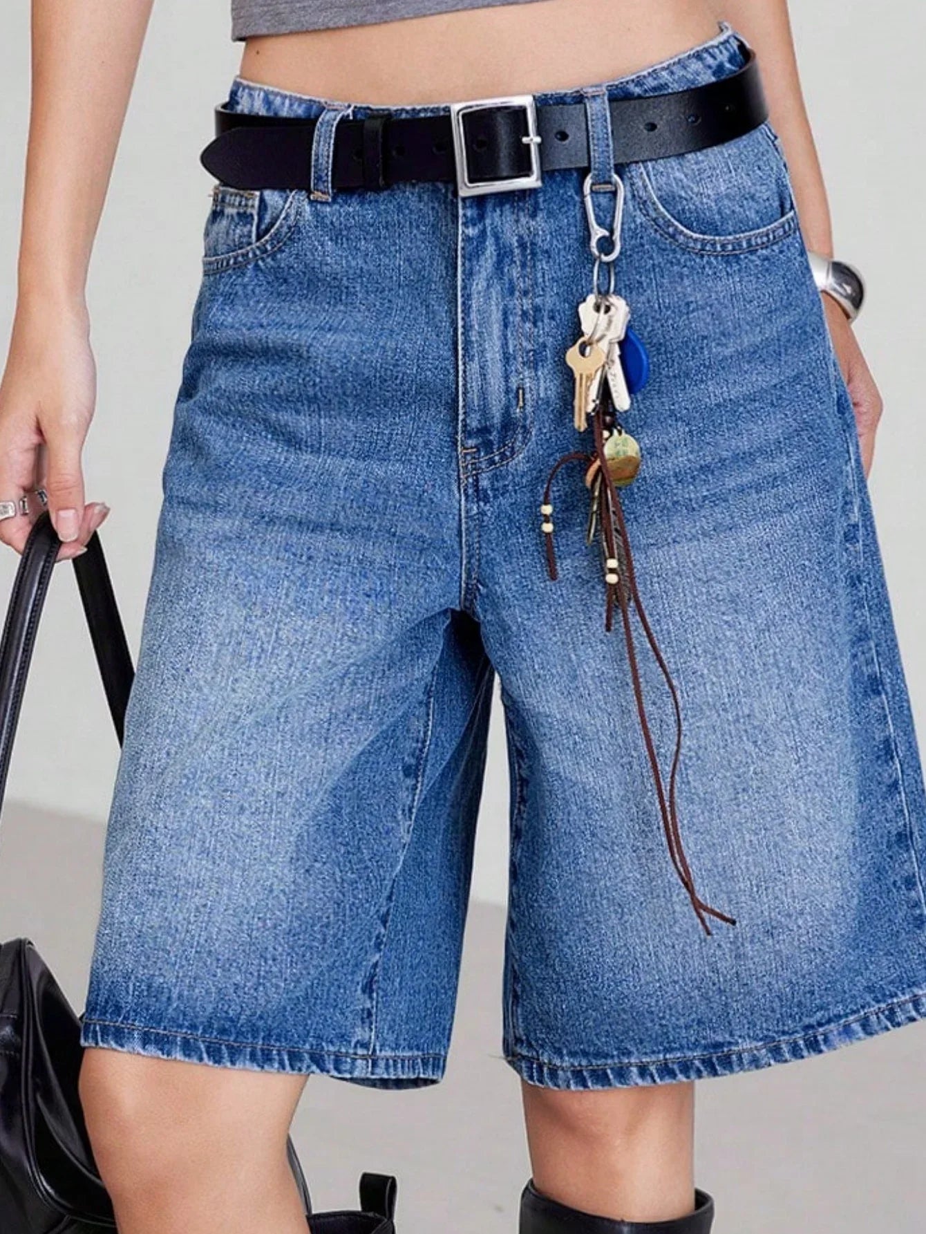 Pantalones cortos de mezclilla de 5 piezas de cintura alta