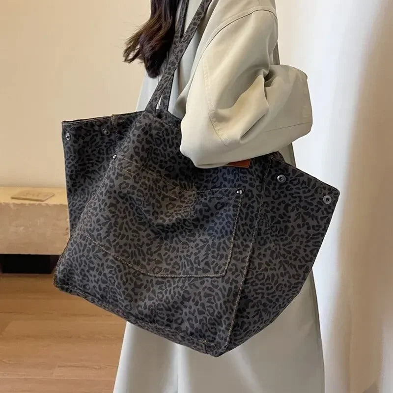 Bolso de lona de leopardo retro