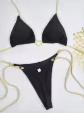 Nuevo Bikini blanco de Color sólido para mujer, traje de baño de cintura baja con cordones, conjunto de dos piezas