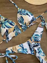 Conjunto de Bikini de 2 piezas para mujer, traje de baño deportivo con estampado, ropa de playa, traje de baño acolchado con realce, bañista exquisito
