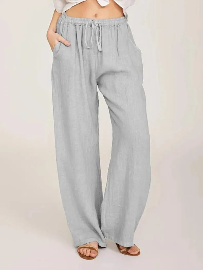 Pantalones de lino de algodón para mujer