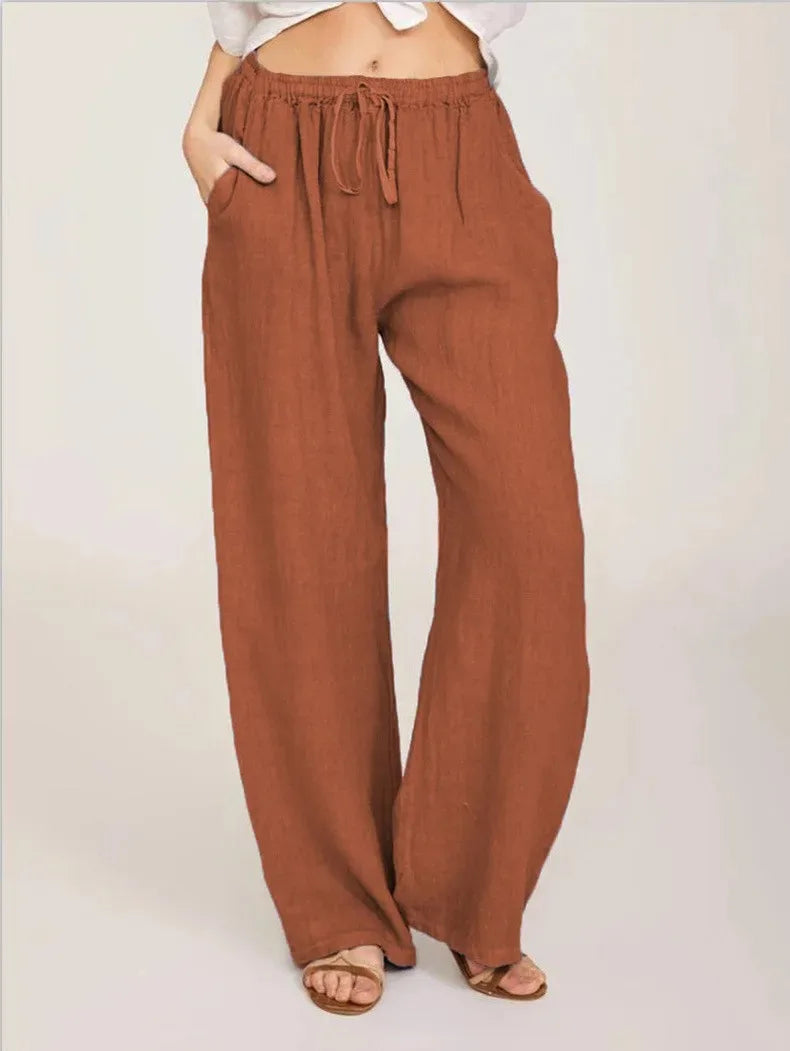 Pantalones de lino de algodón para mujer