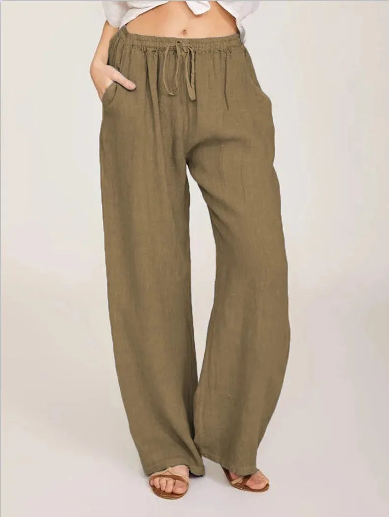 Pantalones de lino de algodón para mujer