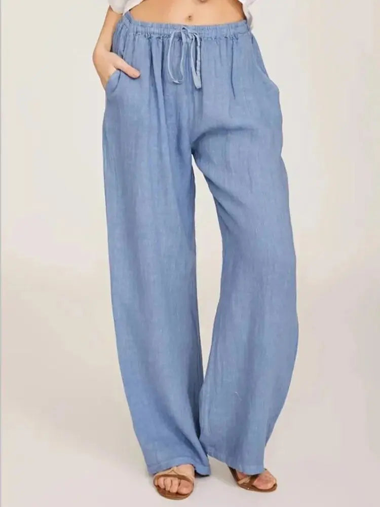 Pantalones de lino de algodón para mujer