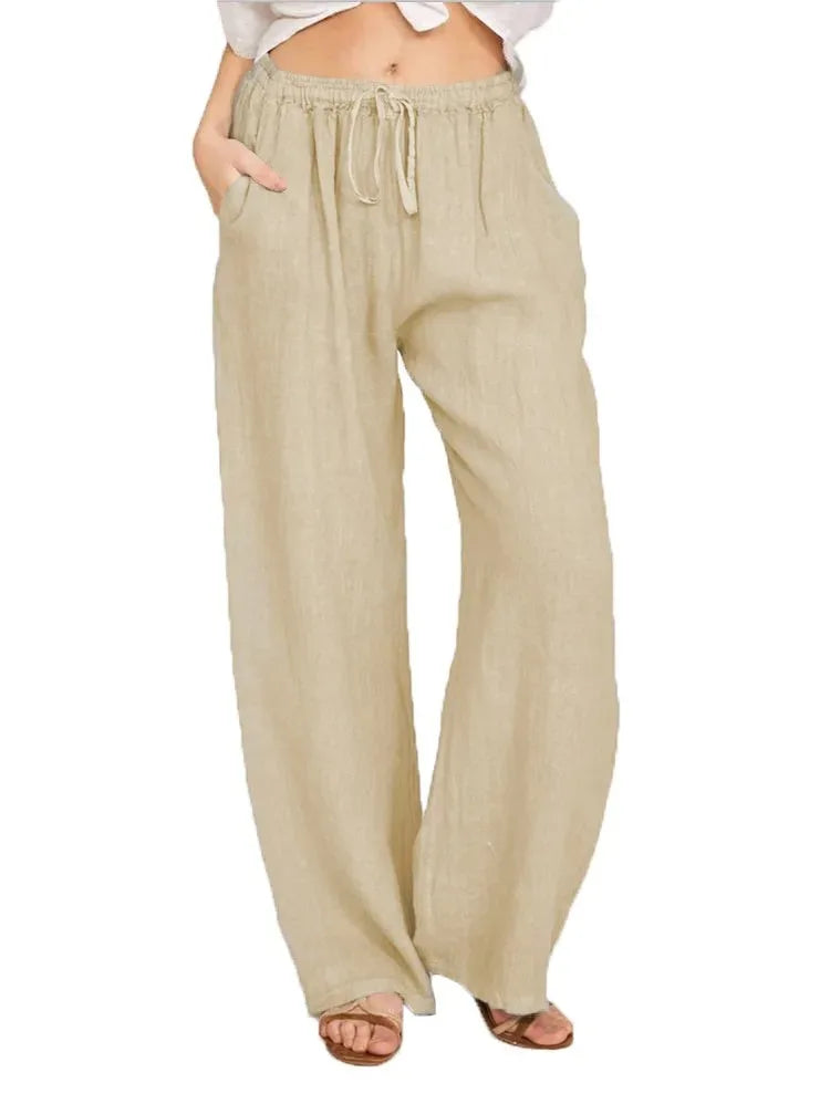 Pantalones de lino de algodón para mujer