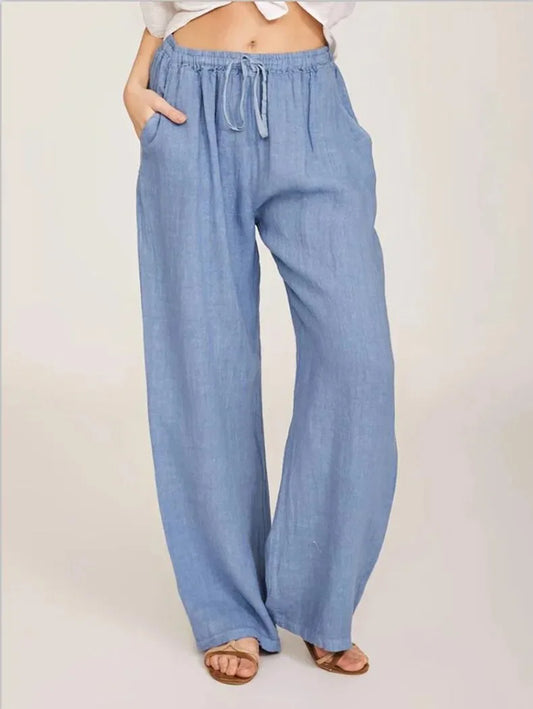 Pantalones de lino de algodón para mujer