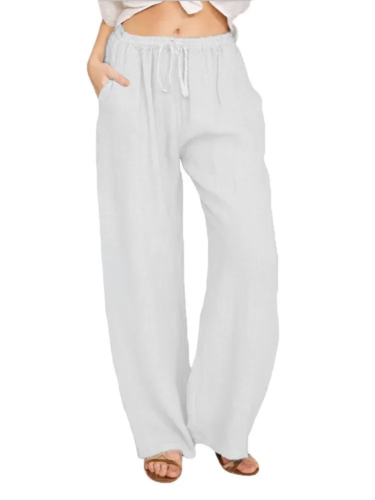 Pantalones de lino de algodón para mujer