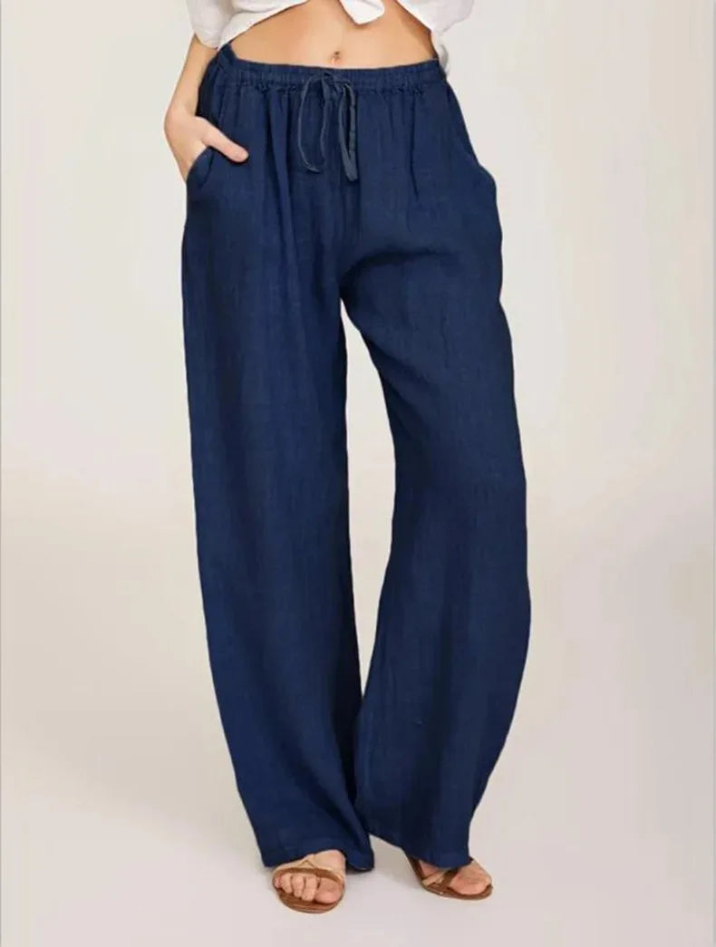 Pantalones de lino de algodón para mujer