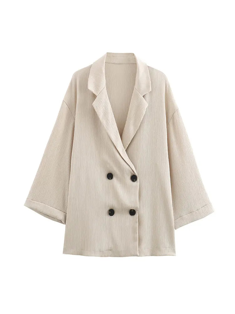 Conjunto de blazer cruzado para mujer