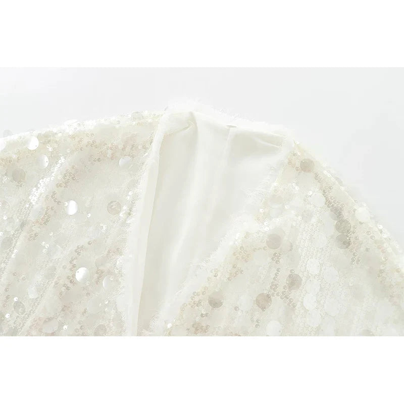 Chaqueta envolvente de kimono con lentejuelas