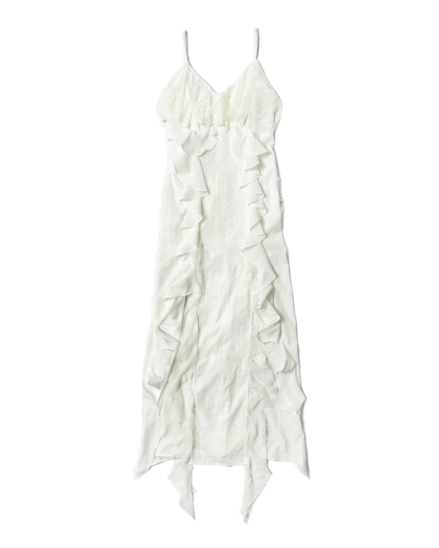 Vestido largo con tirantes con volantes para mujer