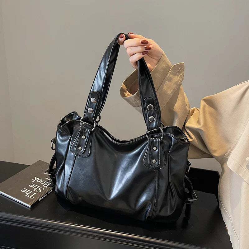 Bolso de mano retro de PU para mujer