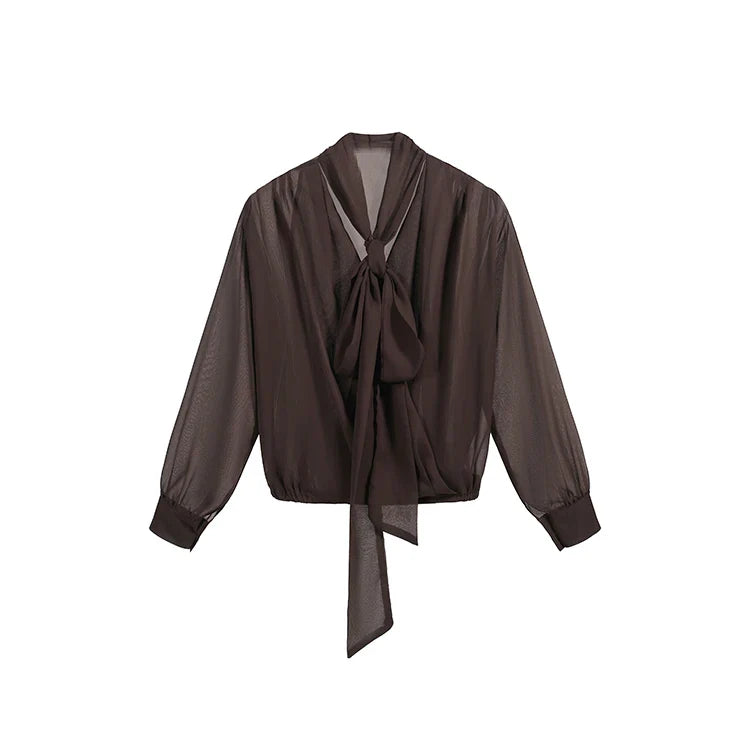 Blusa de gasa con lazo vintage