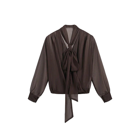 Blusa de gasa con lazo vintage
