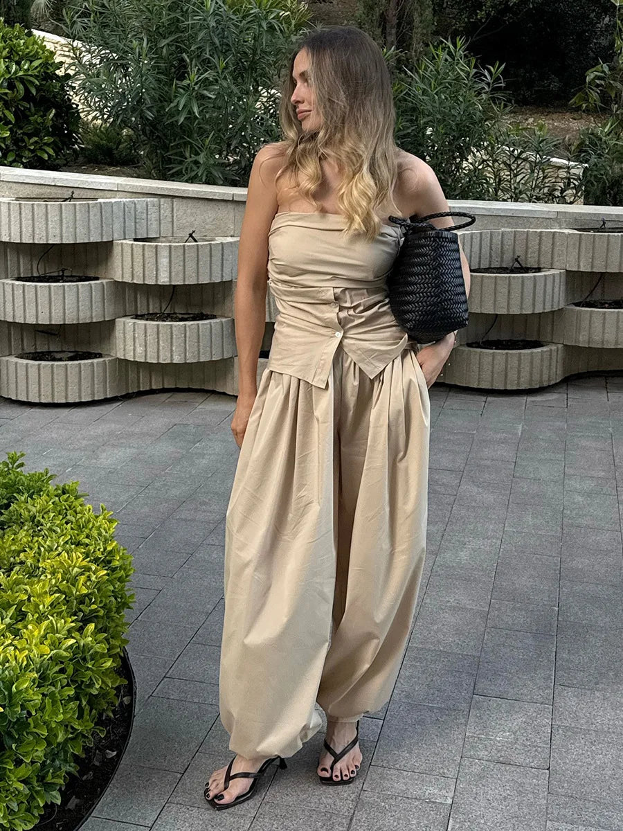 Pantalones anchos de algodón