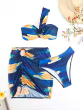 Conjunto de Bikini de 3 Piezas con Estampado para Mujer