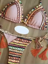 Conjunto de Bikini de 2 piezas para mujer, traje de baño deportivo con estampado, ropa de playa, traje de baño acolchado con realce, bañista exquisito