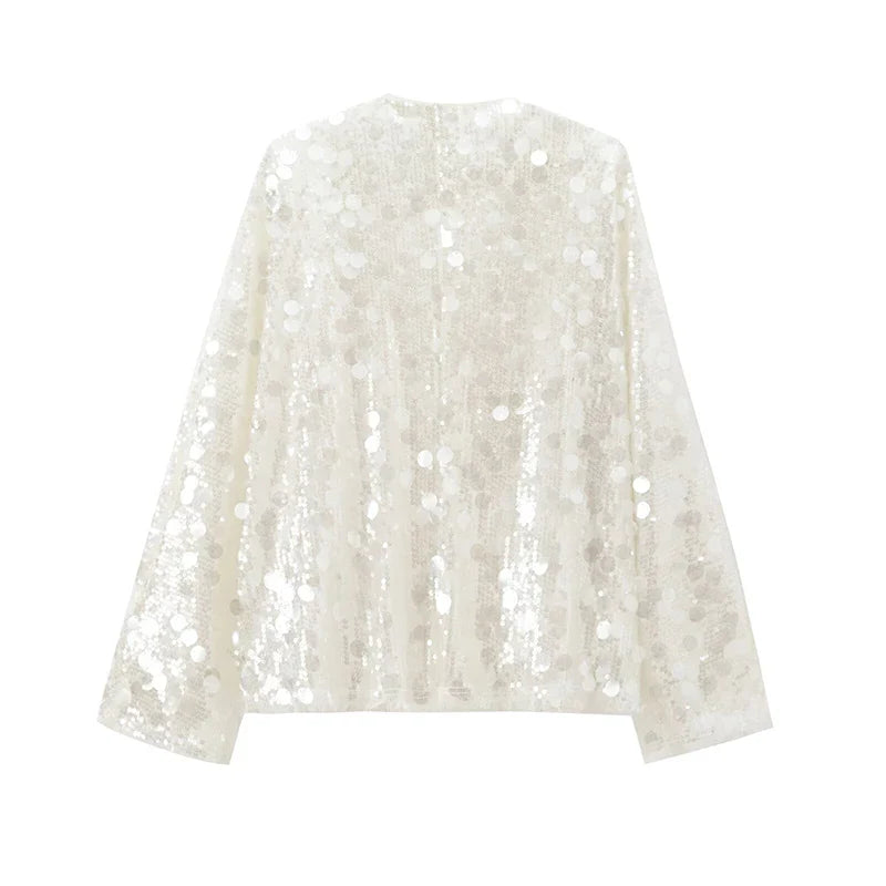Chaqueta envolvente de kimono con lentejuelas