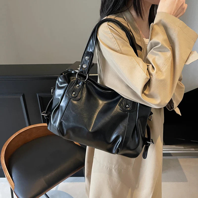 Bolso de mano retro de PU para mujer