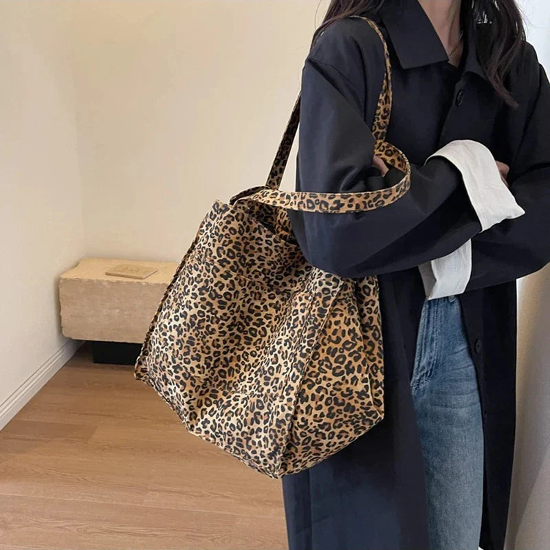 Bolso de lona de leopardo retro