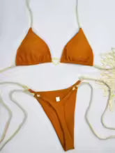 Nuevo Bikini blanco de Color sólido para mujer, traje de baño de cintura baja con cordones, conjunto de dos piezas