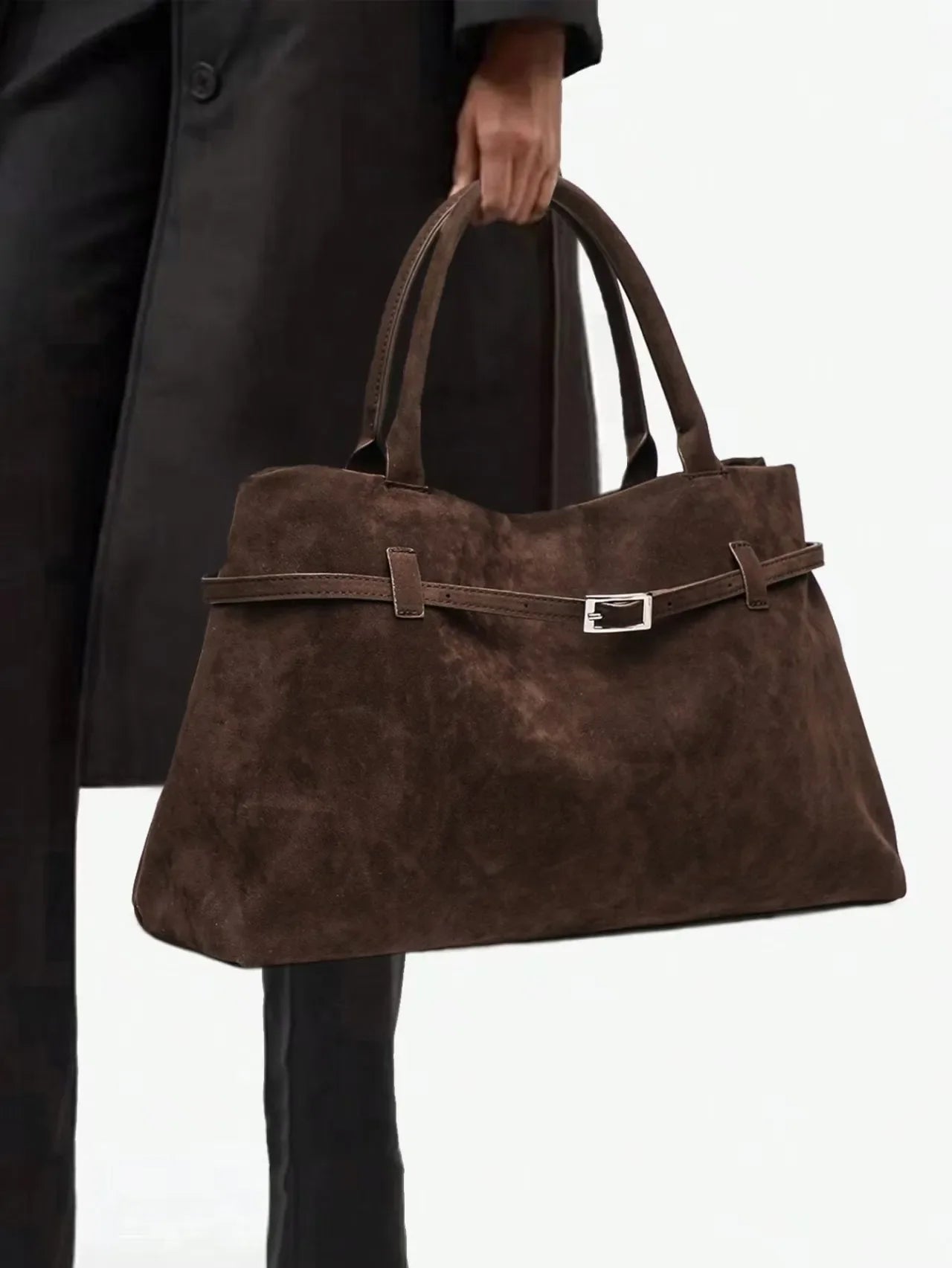Bolso de mano marrón vintage para mujer