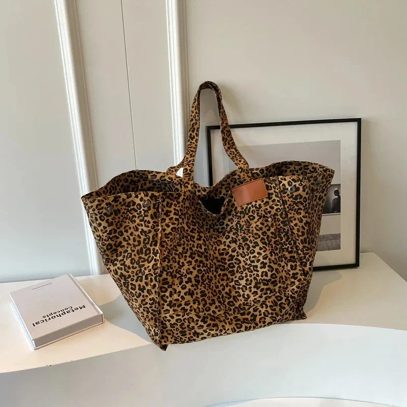 Bolso de lona de leopardo retro
