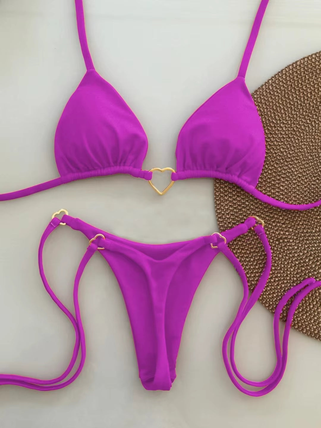 Nuevo Bikini blanco de Color sólido para mujer, traje de baño de cintura baja con cordones, conjunto de dos piezas