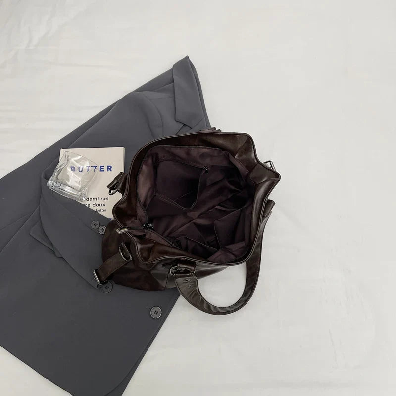 Bolso de mano retro de PU para mujer