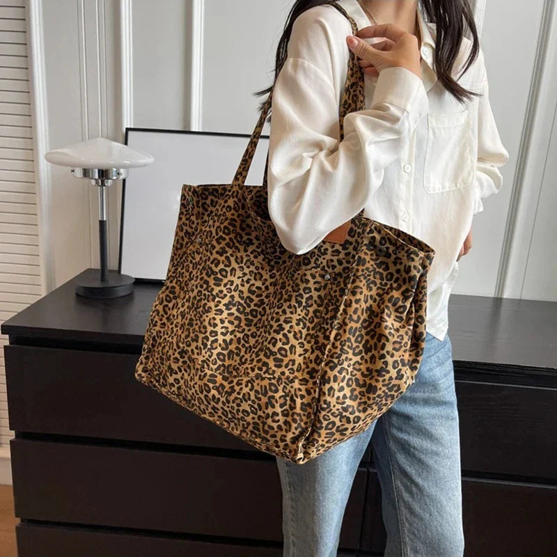 Bolso de lona de leopardo retro
