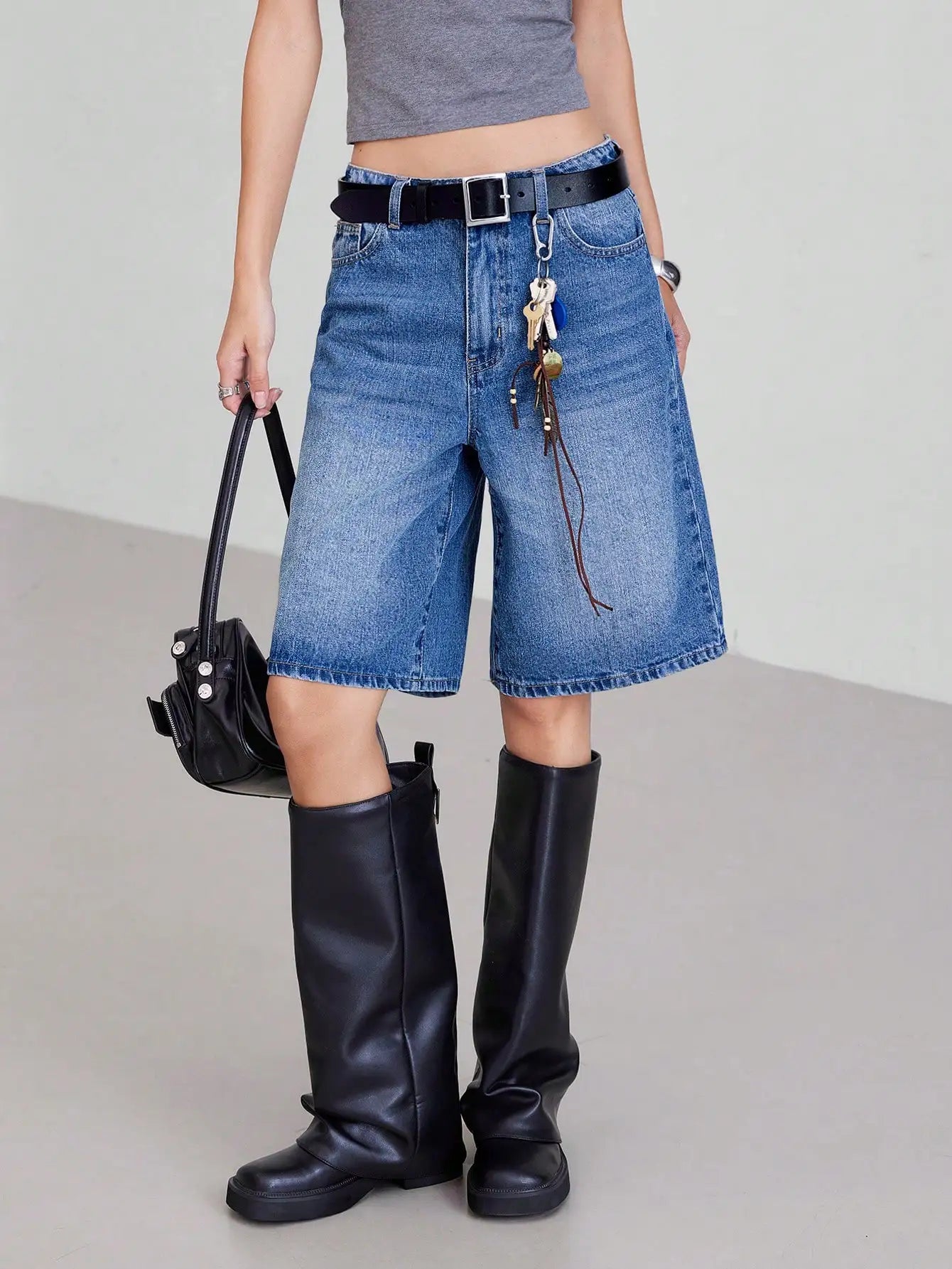 Pantalones cortos de mezclilla de 5 piezas de cintura alta