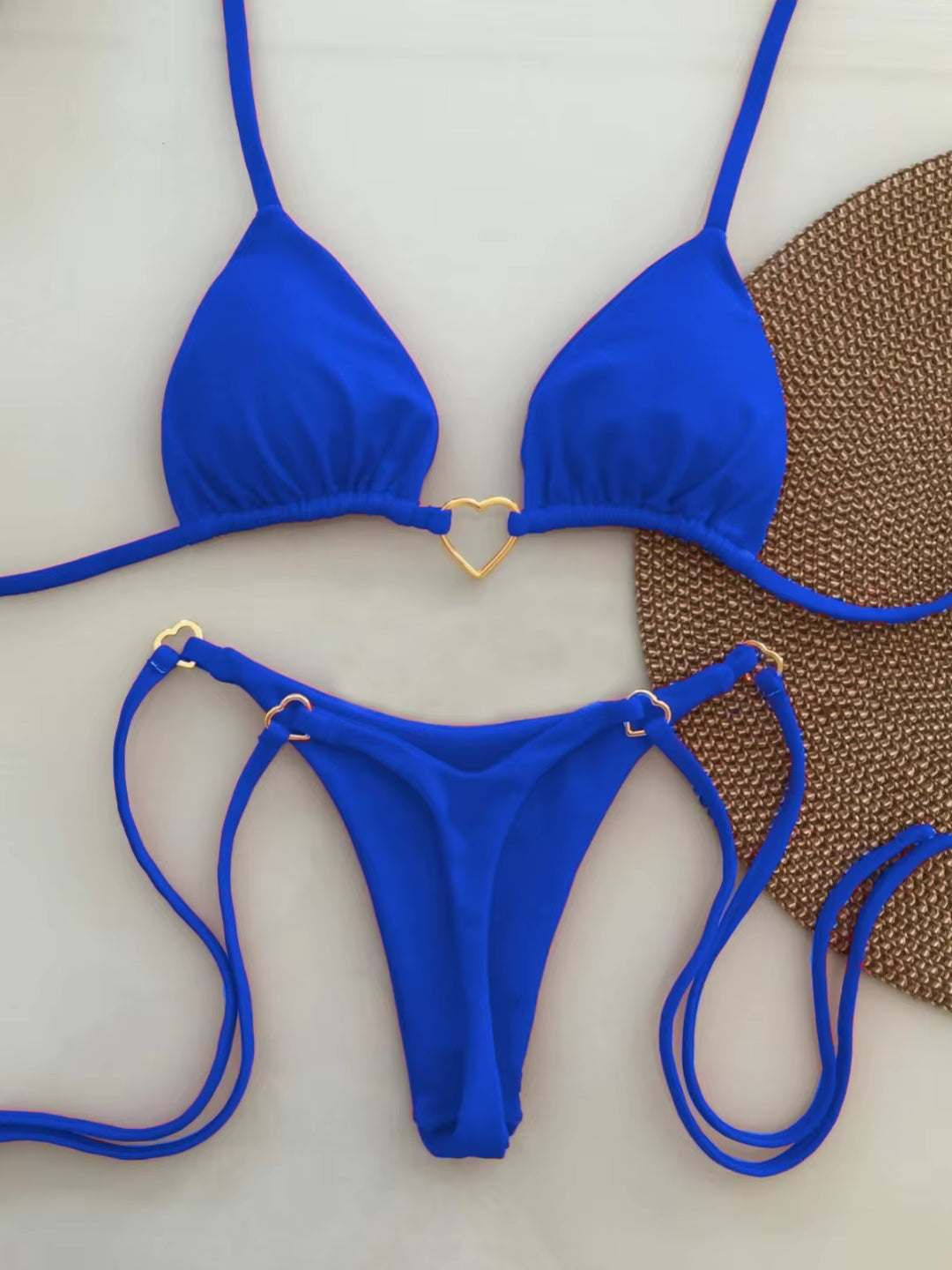 Nuevo Bikini blanco de Color sólido para mujer, traje de baño de cintura baja con cordones, conjunto de dos piezas