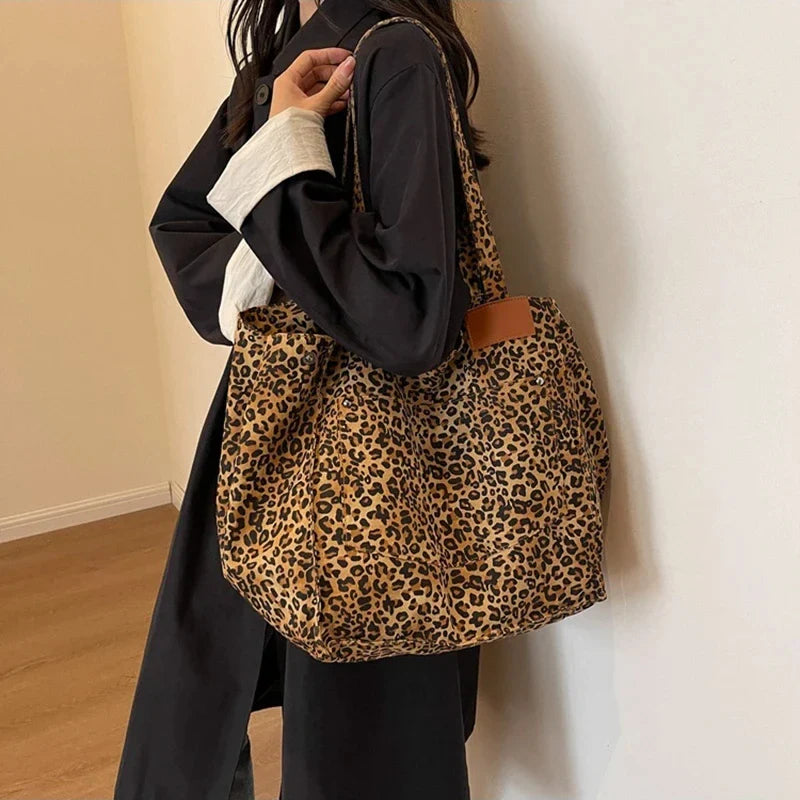 Bolso de lona de leopardo retro