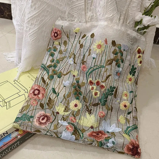 Bolso de hombro de flores de encaje bordado