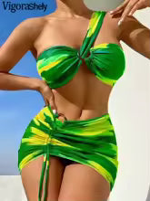 Conjunto de Bikini de 3 Piezas con Estampado para Mujer