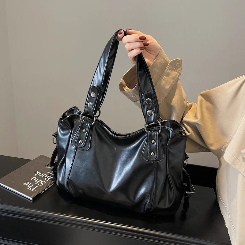 Bolso de mano retro de PU para mujer