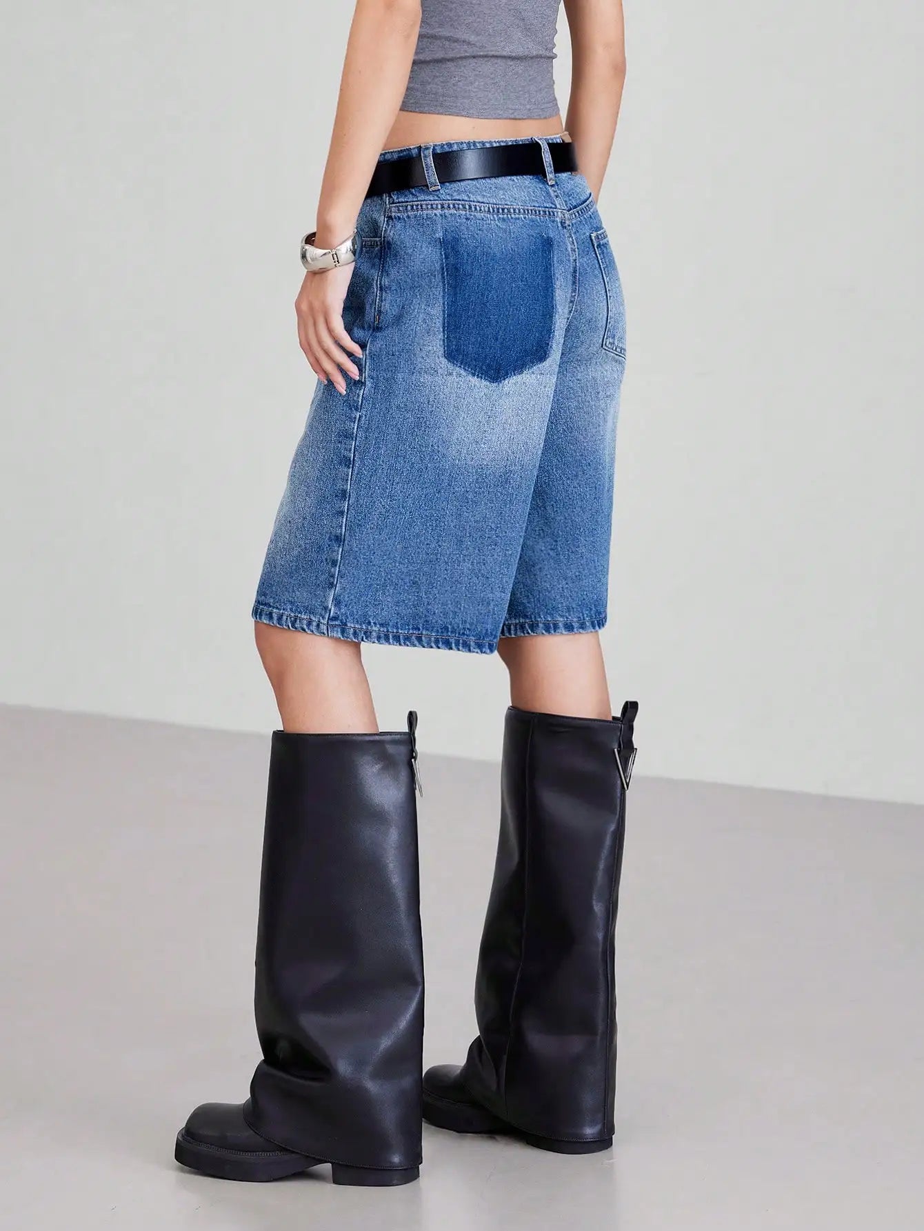 Pantalones cortos de mezclilla de 5 piezas de cintura alta
