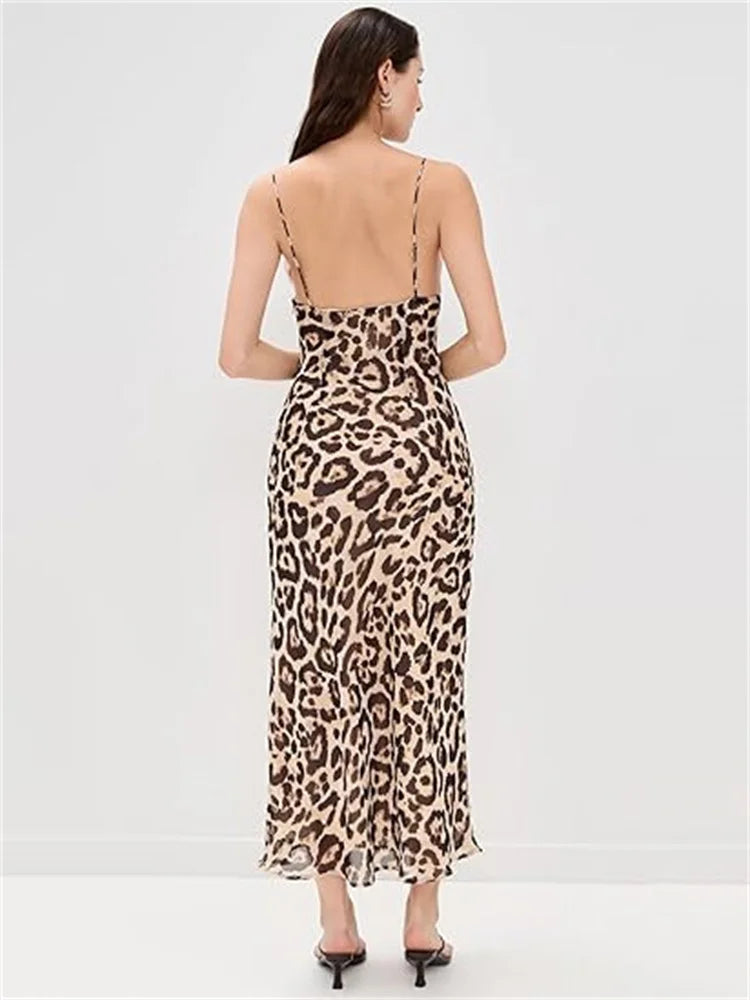 Vestido largo de encaje con cuello en V para mujer