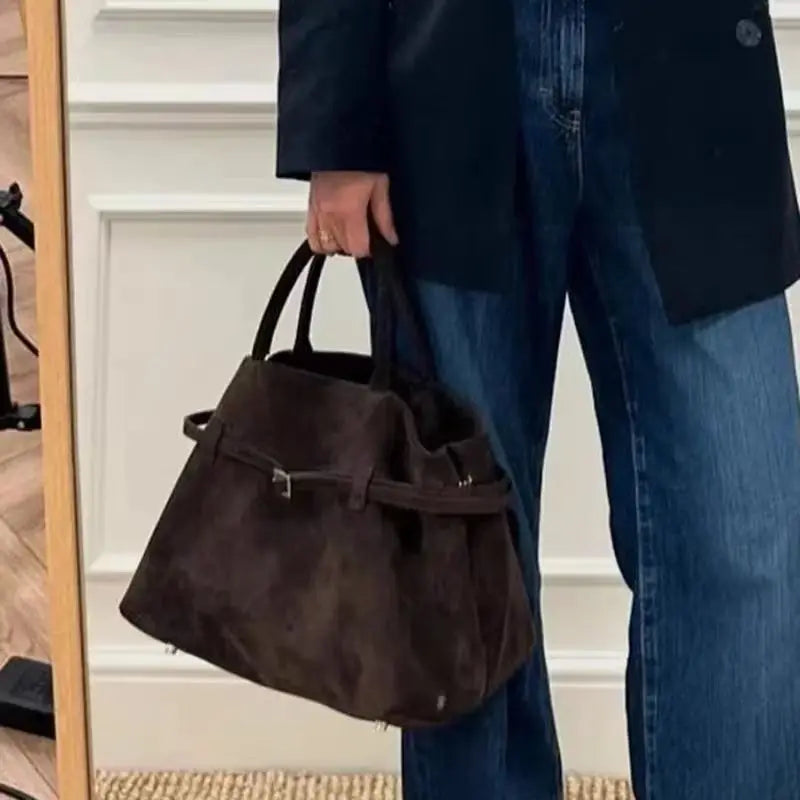 Bolso de mano marrón vintage para mujer