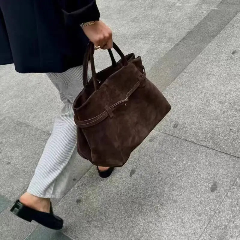 Bolso de mano marrón vintage para mujer