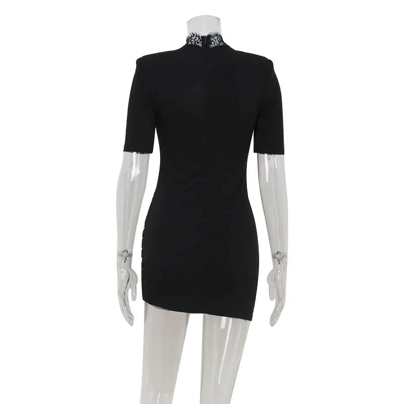 Vestido ajustado de encaje con patchwork para mujer
