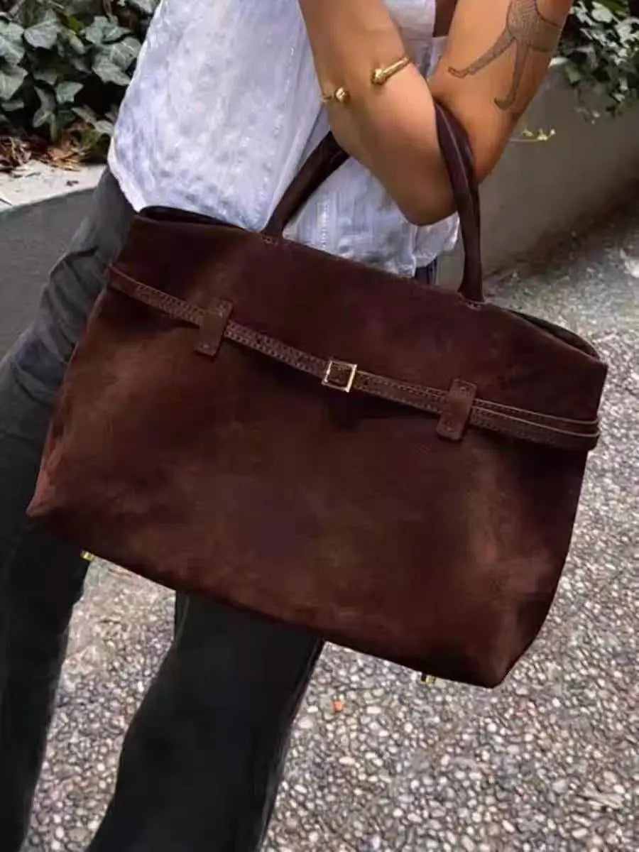 Bolso de mano marrón vintage para mujer