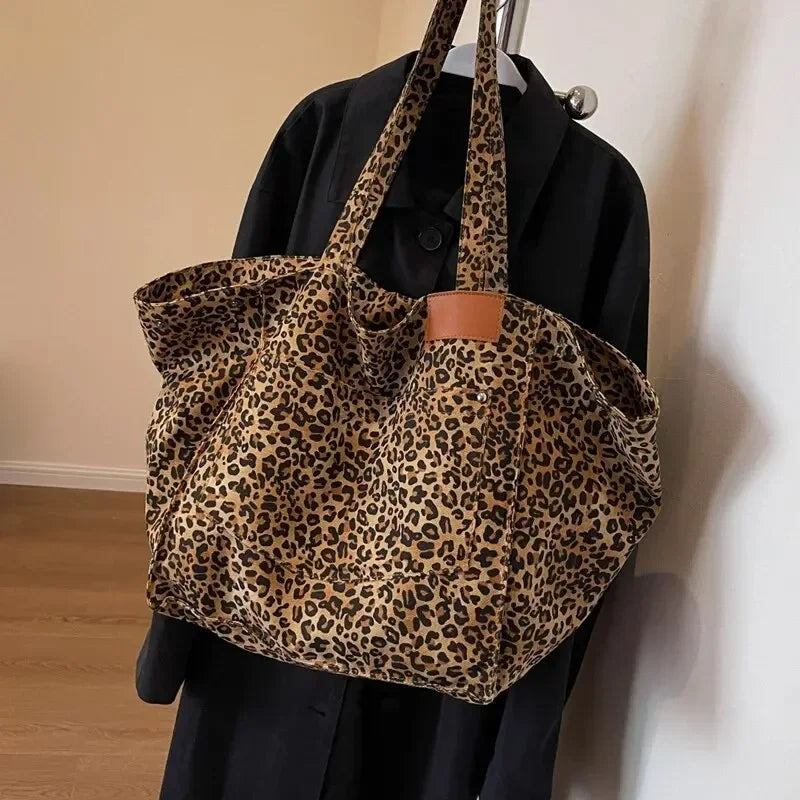 Bolso de lona de leopardo retro