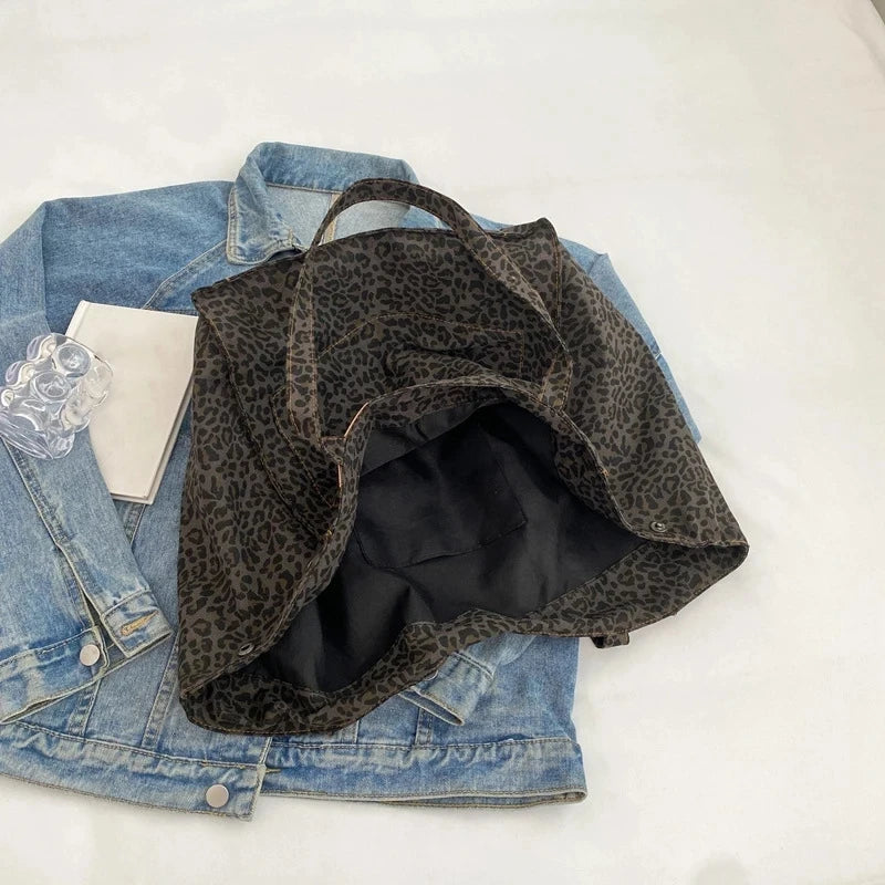 Bolso de lona de leopardo retro