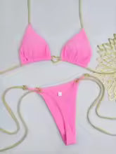Nuevo Bikini blanco de Color sólido para mujer, traje de baño de cintura baja con cordones, conjunto de dos piezas
